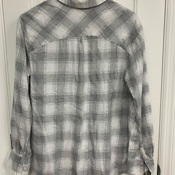 A New Day Flannel, gray/white shirt, size M Cabincore Grunge - Picture 2 of 10